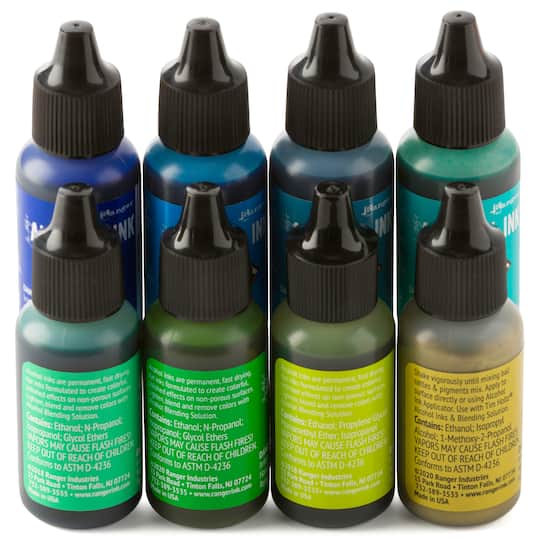 6 Packs: 8 ct. (48 total) Tim Holtz® Greens & Blue Alcohol Ink Set